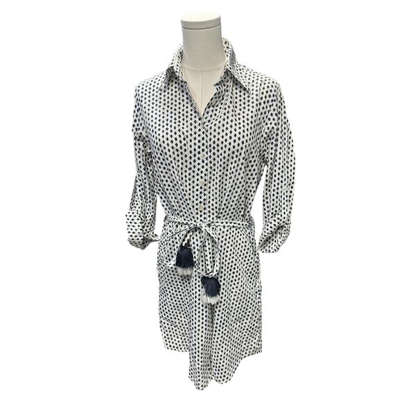 Oliphant Shirt Dress – Navy & White Print - Picture 1 of 6